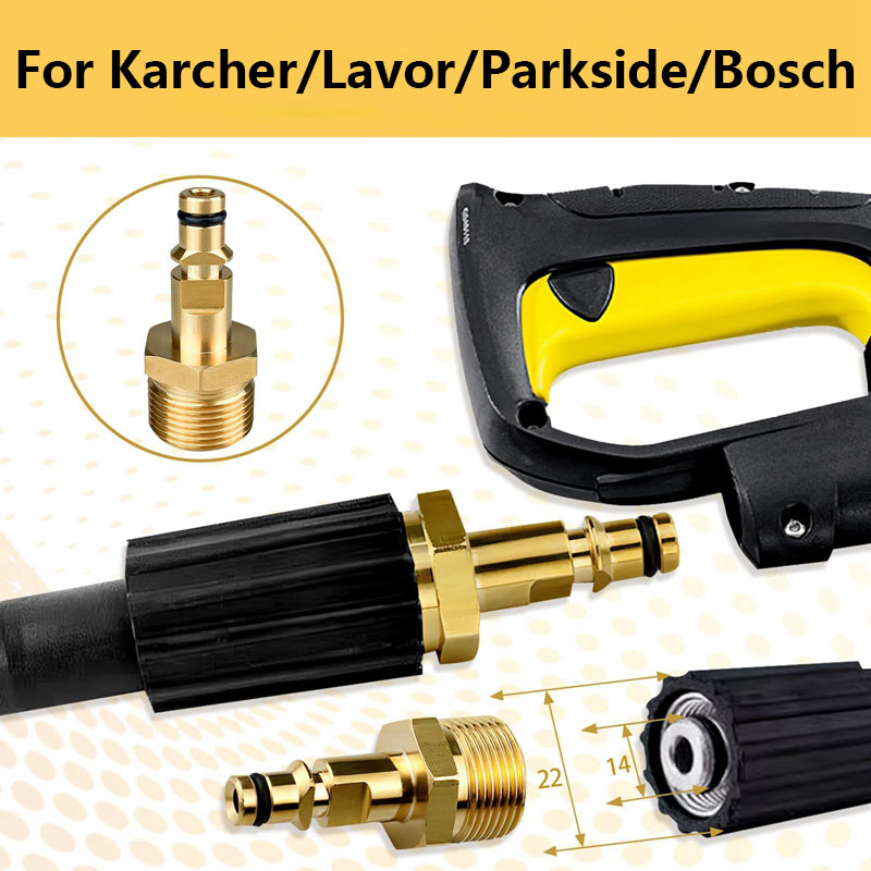Compression Fitting Brass - Adaptor pencuci tekanan tinggi, M22 selang
